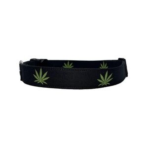1” Black Cannabis Dog Collar